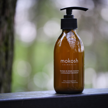 Mokosh, szampon do włosów matowych, o przesuszonych końcówkach, zielona herbata z bergamotką, 200 ml