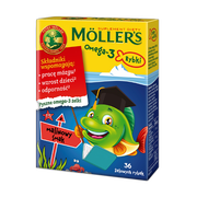 Mollers Omega-3 Rybki, żelki, smak malinowy,  36 szt.