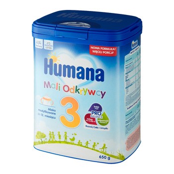 Humana 3, Mali Odkrywcy, mleko nastepnie 12 m+, 650 g