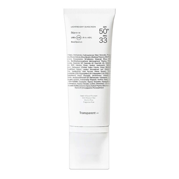 Transparent Lab Transparent Lab Lightweight Sunscreen SPF50+, leicht Sonnencreme für das Gesicht, 100 ml