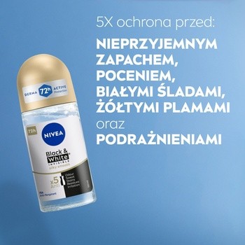 Nivea Black&White Invisible Silky Smooth, antyperspirant, roll-on, 50ml