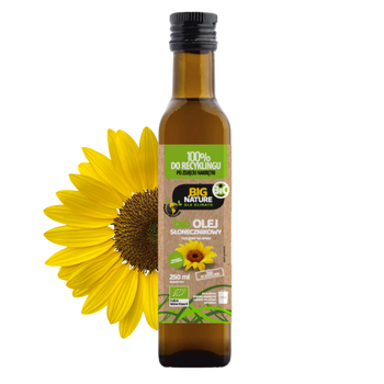 Big Nature Olej słonecznikowy tłoczony na zimno Bio, 250 ml