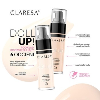 Claresa Doll Up!, podkład rozświetlający, 03 Light-Medium, 34 g