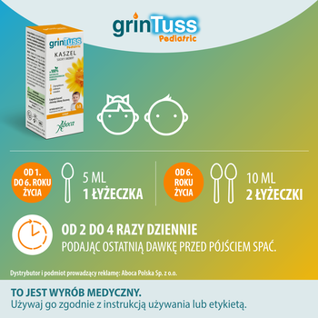 GrinTuss Pediatric, syrop na kaszel suchy i mokry, 128 g