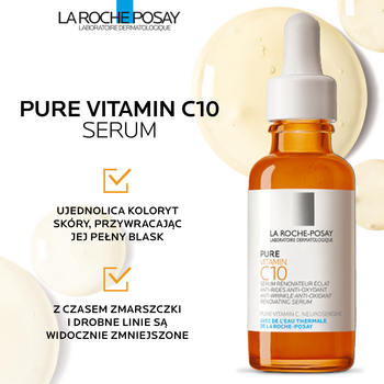 La Roche-Posay Pure Vitamin C10, serum przeciwzmarszczkowe przywracające skórze blask, 30 ml