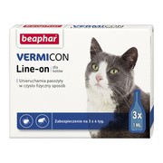 Beaphar VERMIcon Line-on, krople przeciwko ektopasożytom dla kotów, 3 x 1 ml