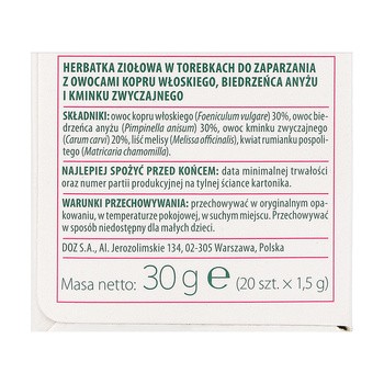 ZIELNIK DOZ Dla kobiet karmiących, herbatka ziołowa, 1,5 g, 20 szt.