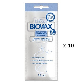 Biovax Latte, maseczka intensywnie regenerująca osłabione włosy, 20 ml x 10 saszetek