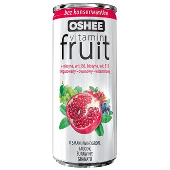 Oshee Vitamin Fruit, płyn o smaku winogron, jagody, żurawiny, granatu, 330 ml