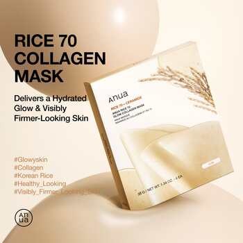 Anua Rice 70 Glow Collagen Mask, maska, kolagenowa, 4 szt