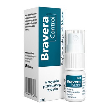 Bravera Control, 96 mg/g, aerozol na skórę opóźniający wytrysk, 8 ml