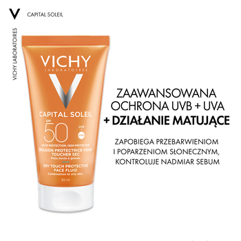 Vichy Capital Soleil, matujący krem do twarzy SPF 50, 50 ml