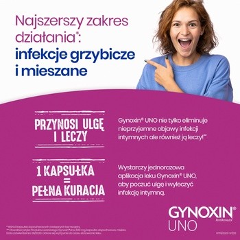 Gynoxin Uno, 600 mg, kapsułki dopochwowe, miękkie, 1 szt.