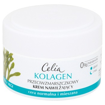 Celia, Kolagen, przeciwzmarszczkowy krem nawilżający z algami na dzień i noc, 50 ml
