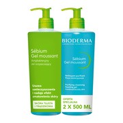 Zestaw Promocyjny Bioderma Sebium Gel Moussant, antybakteryjny żel do mycia twarzy, 500 ml x 2 szt.        