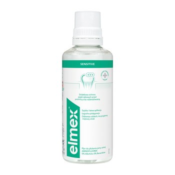 Elmex Sensitive Plus, płyn do płukania jamy ustnej z aminofluorkiem, bez alkoholu, 400 ml