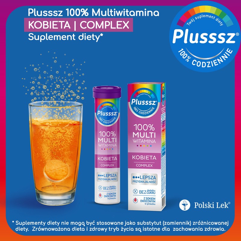 Plusssz 100 Multiwitamina Kobieta Complex Tabletki Musujące 20 Szt 9204