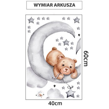 Sipo, Naklejki na ścianę dla dzieci, Miś na księżycu, 1 szt.