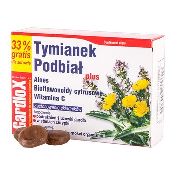 Tymianek i Podbiał plus, pastylki do ssania, 16 szt. + 8 szt. GRATIS