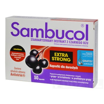 Sambucol Extra Strong, kapsułki dla dorosłych, 30 szt. + GRATIS Audiobooki