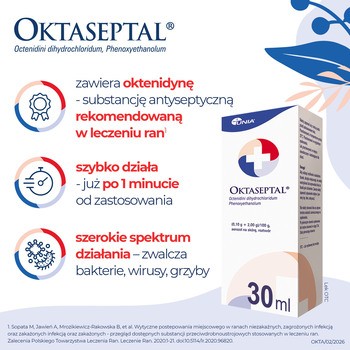 Oktaseptal, (0,10 g+2,00 g)/100 g, aerozol na skórę, 30 ml