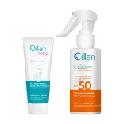 Zestaw Oillan, ochronny spray przeciwsłoneczny do twarzy i ciała SPF50 do skóry wrażliwej, 125 ml + żel do mycia ciała i włosów 3 w 1, 100 ml https://azcdn.doz.pl/image/d/product/de81b116-scale-180x180.png