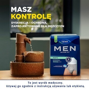 Zestaw 6 x TENA Men Active Fit, wkładki anatomiczne dla mężczyzn, level 1, 24 szt.