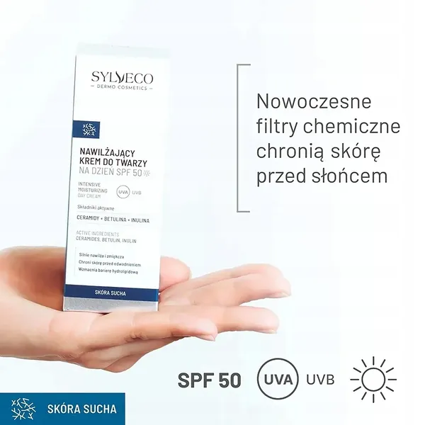 Дневной крем для лица Sylveco Dermo увлажняющий, SPF 50, для сухой кожи, 50 мл — фото 7