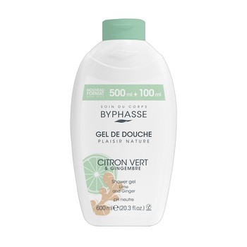 Byphasse Plaisir Nature, żel pod prysznic, limonka i imbir, 600 ml