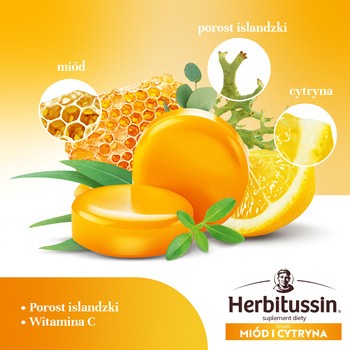 Herbitussin smak Miód i Cytryna, pastylki do ssania, 12 szt.