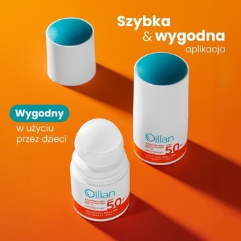 Oillan Sun, ochronny roll-on przeciwsłoneczny do twarzy i ciała SPF50, 50 ml