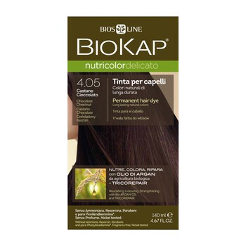 Biokap Nutricolor Delicato, farba do włosów, 4.05 czekoladowy kasztan,140 ml