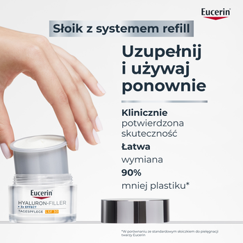 Eucerin Hyaluron-Filler, krem na dzień SPF 30 z kwasem hialuronowym, przeciwzmarszczkowy, refill, 50 ml