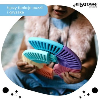 Jellystone Designs, silikonowe puzzle sensoryczne dla niemowlaka, pastelowe kółko, 6 szt.
