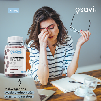 Osavi Ashwagandha, 375 mg, żelki o smaku wiśniowym, 90 szt.
