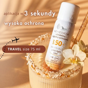 AVA Invisible Ultra-light Mist, mgiełka ochronna, SPF50+, 75 ml
