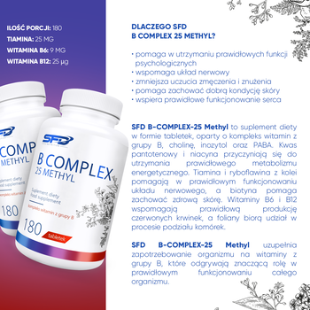 SFD B Complex 25 Methyl, tabletki, 180 szt.