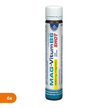 Zestaw 3+3 gratis Mag-Vitum B6 Shot, płyn, 25 ml