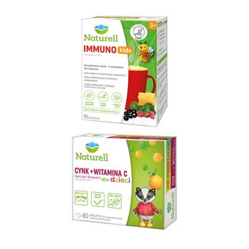 Zestaw Naturell Immuno Kids, cynk + witamina C, saszetki + tabletki do rozgryzania i żucia