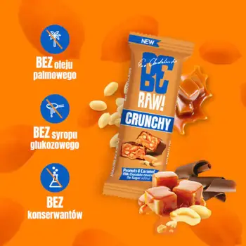 Beraw! Crunchy Peanuts & Caramel, baton, 40 g