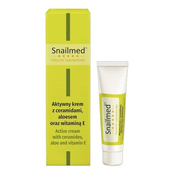 Snailmed Snailmed, przeciwzmarszczkowy krem pod oczy z ceramidami, aloesem, witaminą C, 15 ml — Składniki i ocena
