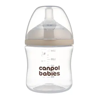 Canpol Babies Natural Shape, butelki ze smoczkiem dwustrefowym, 150 ml, przepływ wolny, 2 szt.
