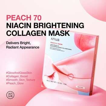Anua Peach 70 Niacin Brightening Collagen Mask, maseczka kolagenowa, 4 szt.