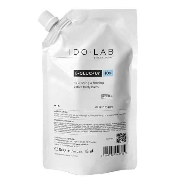 Ido Lab IDO LAB B-GLUC+Ur, Refill, rewitalizujący, aktywny balsam do ciała, 500 ml