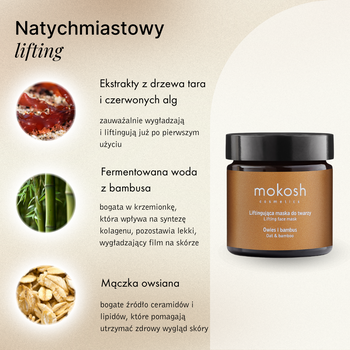 Mokosh, liftingująca maska do twarzy Owies i bambus, 60 ml