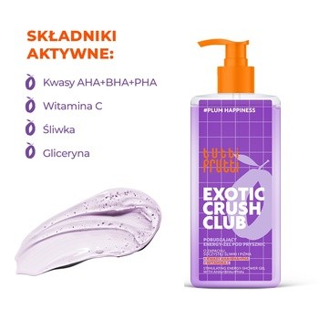 Farmona Tutti Frutti #PlumHappiness, pobudzające energy-żel pod prysznic + kwasy AHA+BHA+PHA, 400 ml