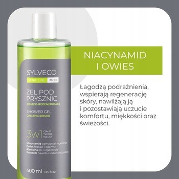 Sylveco Pure Line Men, żel pod prysznic 3w1, kojąco-regenerujący, 400 ml