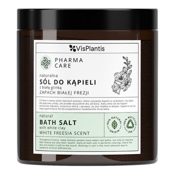 Vis Plantis Pharma Care, naturalna sól do kąpieli z białą glinką, zapach frezji, 800 g