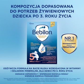 Bebilon Advance Pronutra 5 Junior, formuła na bazie mleka dla przedszkolaka, proszek, 1000 g (2 x 500 g)