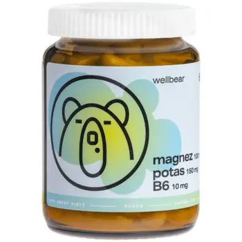 Wellbear Magnez 100 mg + Potas 150 mg + B6 10 mg, kapsułki, 60 szt.
